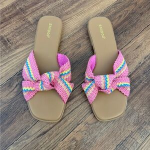 BAMBOO Pink Sandals with Decorative Bows